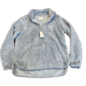 NEW Mia & Tess Heathered Quarter Zip Fleece Sherpa Pullover Jacket Blue Sm. $45